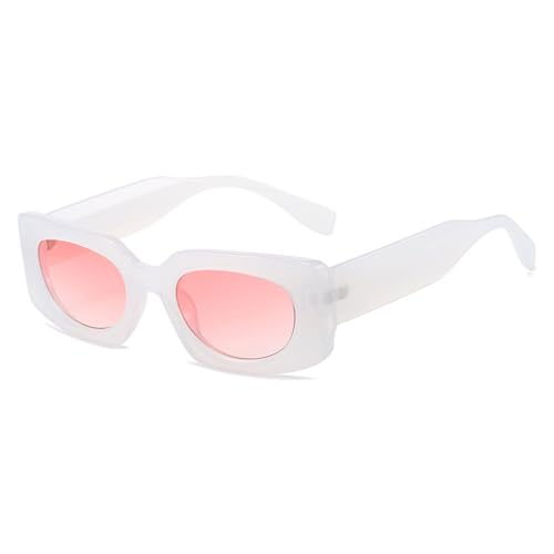 LVTFCO Modische Jelly-Farben-Quadrat-Sonnenbrille für Damen, Retro-Sonnenbrille mit klaren Ozean-Verlaufsgläsern, UV400-Trend-Sonnenbrille für Herren, Jelly White Pink, Einheitsgröße von LVTFCO