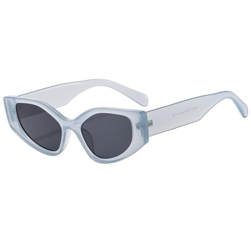 LVTFCO Modische Retro-Sonnenbrille mit Katzenaugen-Design, viele Farben, schwarz, für Damen und Herren, Punk-Sonnenbrille, UV400, Cateye-Sonnenbrille, Jelly Blue von LVTFCO