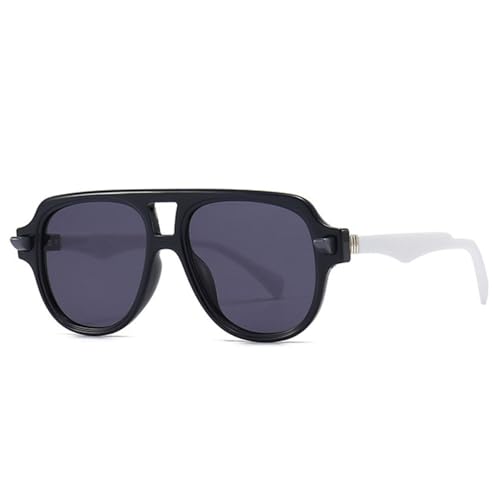 LVTFCO Modische Sonnenbrille mit Doppelsteg, für Damen, Retro, Farbverlauf, UV400, trendige Sonnenbrille mit Nieten für Herren, Schwarz, Weiß, Grau, Einheitsgröße von LVTFCO
