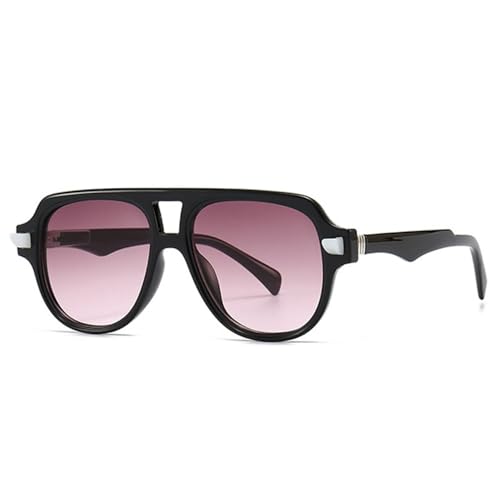 LVTFCO Modische Sonnenbrille mit Doppelsteg für Damen, Retro-Farbverlauf, UV400, trendige Sonnenbrille mit Nieten für Herren, Schwarz, Lila, Rosa, Einheitsgröße von LVTFCO