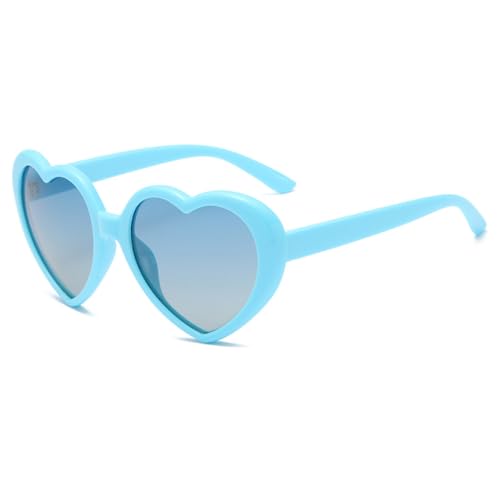 LVTFCO Modische Sonnenbrille mit Farbverlauf, beliebte Pfirsichherz-Brille, Anti-UV-Sonnenbrille, buntes Regenbogen-Design, Blau Blau von LVTFCO