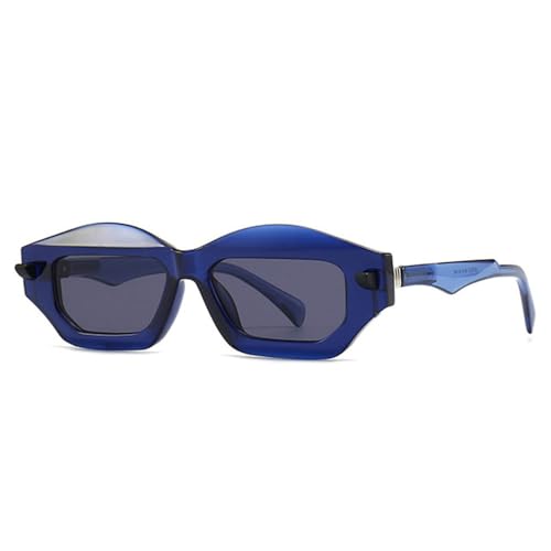 LVTFCO Modische Sonnenbrille mit Katzenaugen-Design, UV400, Retro-Look, Nieten, für Herren, Blaugrau, Einheitsgröße von LVTFCO