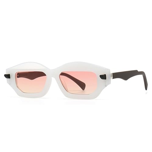 LVTFCO Modische Sonnenbrille mit Katzenaugen-Design, UV400, Retro-Look, Nieten, für Herren, Weiß, Rosa, Gelb, Einheitsgröße von LVTFCO