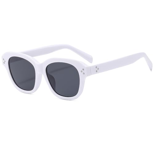 LVTFCO Modische Sonnenbrillen, ovale Sonnenbrille, klassische Retro-Brille für Herren, Hip-Hop-Stil, Sonnenbrille für Damen, ovale Brille, weiblich, weiß von LVTFCO