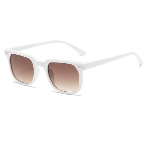 LVTFCO Modische Sonnenbrillen für Damen, Retro, quadratisch, Retro-Sonnenbrille, klassisch, Weiß/Braun von LVTFCO