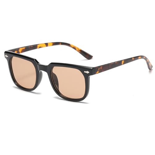 LVTFCO Modische Sonnenbrillen für Damen, Retro, quadratisch, Retro-Sonnenbrille für Damen, klassisch, Schwarz/Braun, Leopardenmuster von LVTFCO