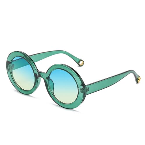 LVTFCO Modische bunte runde Sonnenbrille für Damen, Vintage, Farbverlauf, für Herren, Punk-Sonnenbrille, UV400, Grün, Blau, Gelb, Einheitsgröße von LVTFCO