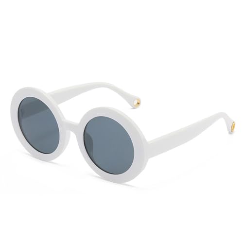 LVTFCO Modische bunte runde Sonnenbrille für Damen, Vintage, Farbverlauf, für Herren, Punk-Sonnenbrille, UV400, Weißgrau, Einheitsgröße von LVTFCO