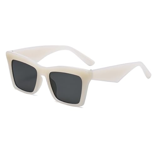 LVTFCO Modische klassische quadratische Sonnenbrille für Damen, UV400, Vintage-Punk-Brille für Herren, einfaches Design, Sonnenbrille, Jelly White von LVTFCO