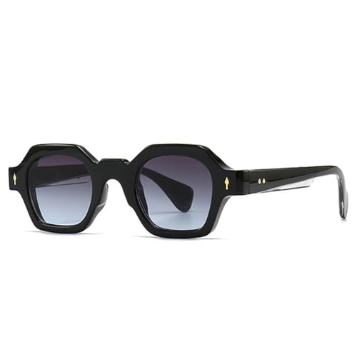 LVTFCO Modische kleine quadratische Damen-Sonnenbrille mit Farbverlauf, UV400, Retro-Nieten, Herren, trendige Punk-Orange-Grün-Sonnenbrille, Schwarz, Grau, Blau, Einheitsgröße von LVTFCO