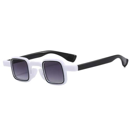 LVTFCO Modische kleine quadratische Sonnenbrille für Damen, klare Farbverlaufslinse, Brillenschirme, UV400, Retro-Männer, trendige doppelfarbige Sonnenbrille, Weiß, Schwarz, Grau, Einheitsgröße von LVTFCO