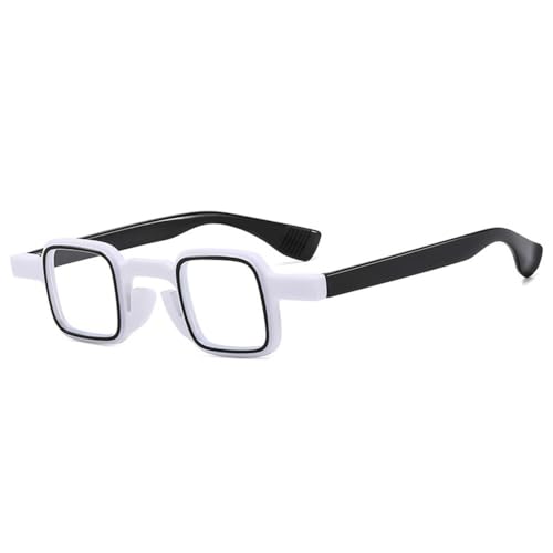 LVTFCO Modische kleine quadratische Sonnenbrille für Damen, klare Farbverlaufslinse, Brillenschirme, UV400, Retro-Männer, trendige doppelfarbige Sonnenbrille, weiß, schwarz, klar, Einheitsgröße von LVTFCO