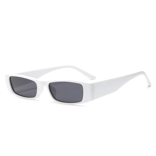 LVTFCO Modische kleine rechteckige Sonnenbrille für Damen, Retro-Trend, quadratische Sonnenbrille für Herren, UV400, Weißgrau, Einheitsgröße von LVTFCO