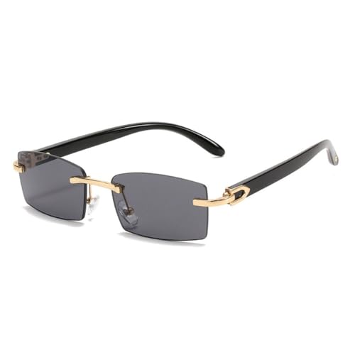 LVTFCO Modische kleine rechteckige Sonnenbrille für Damen, Vintage, randlos, klarer Ozean-Farbverlauf, Sonnenbrille für Herren, UV400, Leopardenblau, Einheitsgröße von LVTFCO