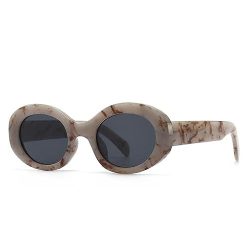 LVTFCO Modische ovale Sonnenbrille für Damen, UV400, für Herren, Retro, rund, Leopardenmuster, Einheitsgröße von LVTFCO