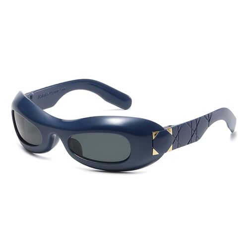 LVTFCO Modische personalisierte Sonnenbrille, Retro-Punk-Future-Stil, Zubehör, klassische Sonnenbrille mit kleinem Rahmen, für Damen, Dunkelblau von LVTFCO