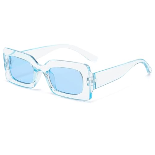 LVTFCO Modische quadratische Punk-Sonnenbrille für Damen und Herren, Trends, mehrfarbige Sonnenbrille, weiblicher Steampunk, Gelee, bunte Schattierungen, UV400-Brille, klar blau, Einheitsgröße von LVTFCO