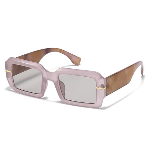 LVTFCO Modische quadratische Sonnenbrille für Damen, Retro, für Herren, bunt, trendig, zweifarbig, UV400, Violett, Hellgrau, Einheitsgröße von LVTFCO