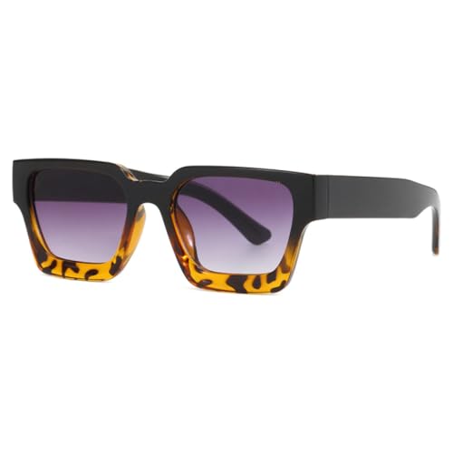 LVTFCO Modische quadratische Sonnenbrille für Damen, UV400, Vintage, klein, rechteckig, Punk, Herren, Autofahren, Sonnenbrille, Schwarzer Leopard von LVTFCO