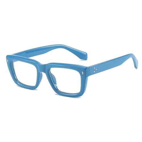 LVTFCO Modische quadratische Sonnenbrille für Damen, Vintage, klare Farbverlauf-Brille für Herren, trendige Punk-Nieten, Sonnenbrille, Blau, klar, Einheitsgröße von LVTFCO