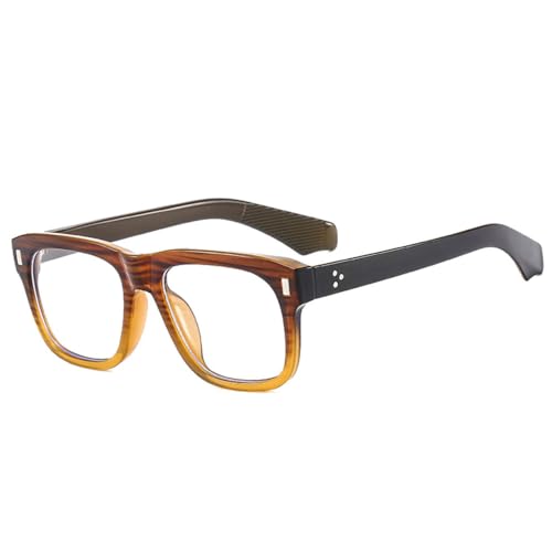 LVTFCO Modische quadratische Sonnenbrille für Damen, klare Ozeanlinse, Brillen, Vintage-Nieten, Dekoration, Punk-Männer, trendige grüne Sonnenbrille, braun gestreift, klar, Einheitsgröße von LVTFCO