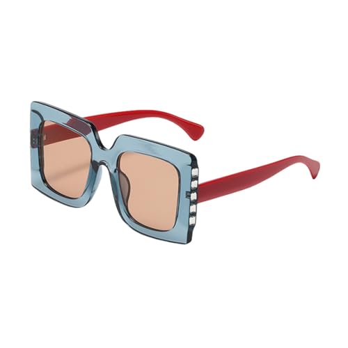 LVTFCO Modische quadratische Sonnenbrille für Damen, moderne Luxus-Sonnenbrille im Vintage-Stil mit Strasssteinen, UV400, blau, Einheitsgröße von LVTFCO