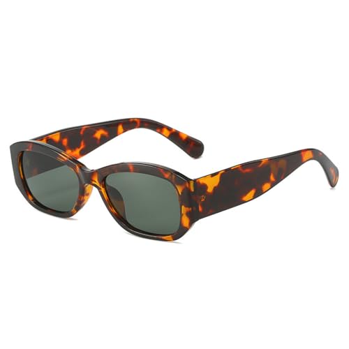 LVTFCO Modische quadratische Sonnenbrille in Gelee-Grau für Damen, UV400, Retro, Dunkelgrün, Punk-Sonnenbrille für Herren, Leopardenmuster, Dunkelgrün, Einheitsgröße von LVTFCO