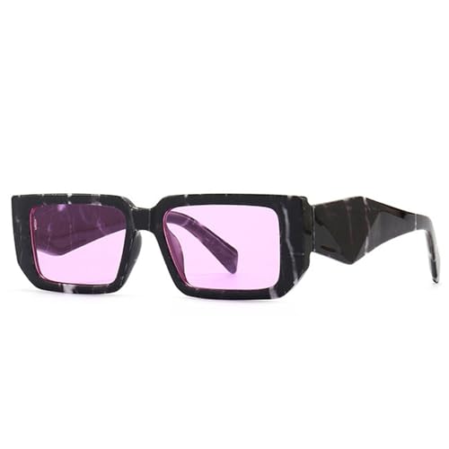 LVTFCO Modische rechteckige Sonnenbrille für Damen, Retro-Sonnenbrille, UV400, bunt, Leopardenmuster, quadratisch, lila/rosa, Einheitsgröße von LVTFCO