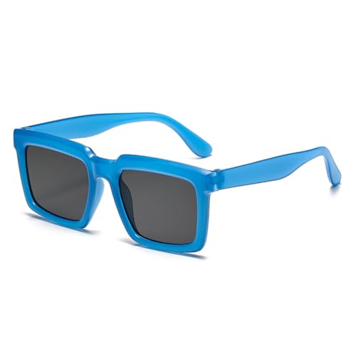 LVTFCO Modische rechteckige Sonnenbrille für Damen mit quadratischem Rahmen, Vintage-Sonnenbrille für Herren, Schattierungen für Damen, UV400, blau von LVTFCO