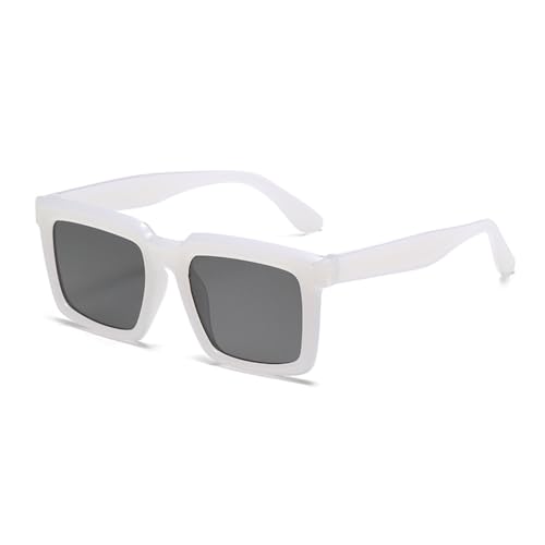 LVTFCO Modische rechteckige Sonnenbrille für Damen mit quadratischem Rahmen, Vintage-Sonnenbrille für Herren, Schattierungen für Damen, UV400, weiß von LVTFCO