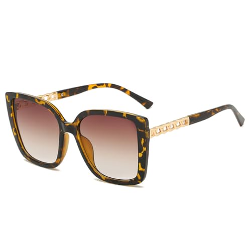 LVTFCO Modische übergroße quadratische Sonnenbrille für Damen, Vintage, großer Rahmen, weibliche Sonnenbrille, Luxus-Schatten, Dekoration für den Außenbereich, Leopard von LVTFCO