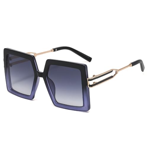 LVTFCO Modische übergroße quadratische Sonnenbrille für Herren, trendige Farbverlauf-Sonnenbrille, UV400, Retro-Sonnenbrille in Orange/Champagner, Schwarz/Lila/Grau, Einheitsgröße von LVTFCO
