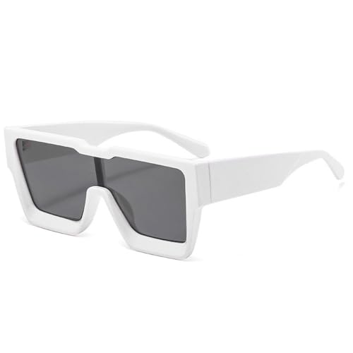 LVTFCO Modische übergroße quadratische einteilige Sonnenbrille für Damen, Retro, für Outdoor-Sport, UV400, Sonnenbrille, Orange/Grün, Weiß/Grau, Einheitsgröße von LVTFCO