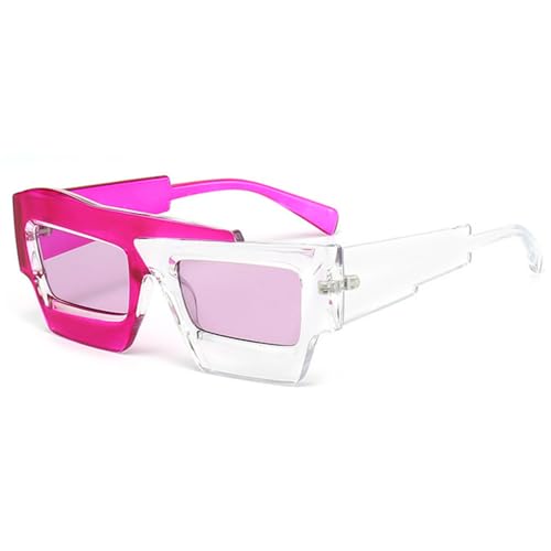LVTFCO Modische unregelmäßige quadratische Sonnenbrille für Damen, Retro-Trend, zweifarbige Brillen, Schattierungen von UV400, Herren, Lila, Rosa, Sonnenbrille, Lila, klar, Lila, Einheitsgröße von LVTFCO