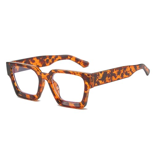 LVTFCO Modischer quadratischer Brillenrahmen für Damen, transparente Brille, Vintage, für Herren, blau-grüner Rahmen, Schwarzer Leopard, transparent, Einheitsgröße von LVTFCO