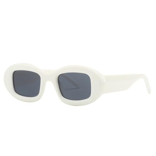 LVTFCO Ovale Sonnenbrille für Damen, Bonbonfarben, UV400, Retro-Trends, Herren-Sonnenbrille, Weißgrau, Einheitsgröße von LVTFCO