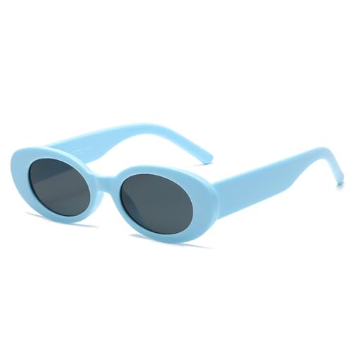 LVTFCO Ovale Sonnenbrille für Damen und Herren, luxuriös, klein, Retro, ovale Sonnenbrille, Vintage-Mode, Damenbrille, UV400, Blaugrau, Einheitsgröße von LVTFCO