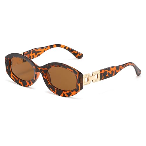 LVTFCO Ovale Vintage-Sonnenbrille für Damen, Retro-Sonnenbrille, weibliche Damen, Sonnenbrille, grüne Brille, UV400, Leopard, Einheitsgröße von LVTFCO