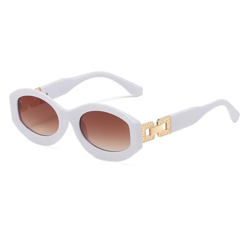 LVTFCO Ovale Vintage-Sonnenbrille für Damen, Retro-Sonnenbrille, weibliche Damen, Sonnenbrille, grüne Brille, UV400, weiß, Einheitsgröße von LVTFCO