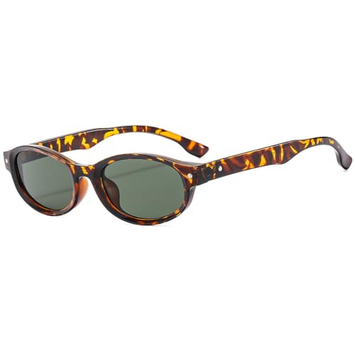LVTFCO Personalisierte Modetrend Sonnenbrillen Damen Oval Kleiner Rahmen Sonnenbrille UV-Schutz Weiblich,Leopard von LVTFCO