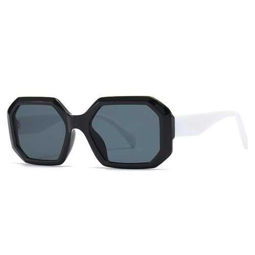 LVTFCO Polygon Quadratische Sonnenbrille Damen Farbverlauf UV400 Retro Herren Sonnenbrille, Schwarz Weiß Grau, Einheitsgröße von LVTFCO