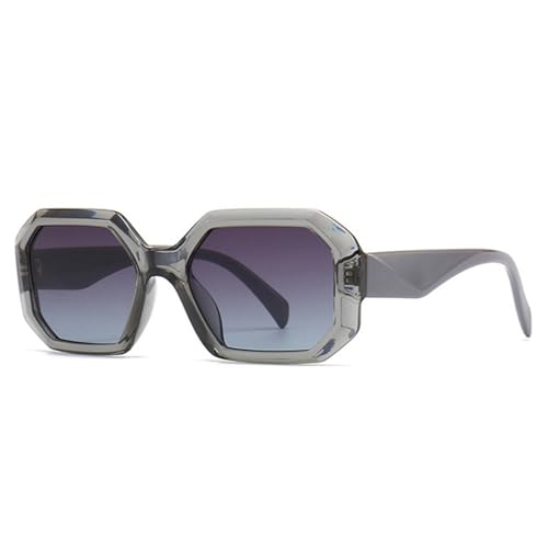 LVTFCO Polygon Quadratische Sonnenbrille Damen Farbverlauf UV400 Retro Herren Sonnenbrille,Grau grau blau,Einheitsgröße von LVTFCO