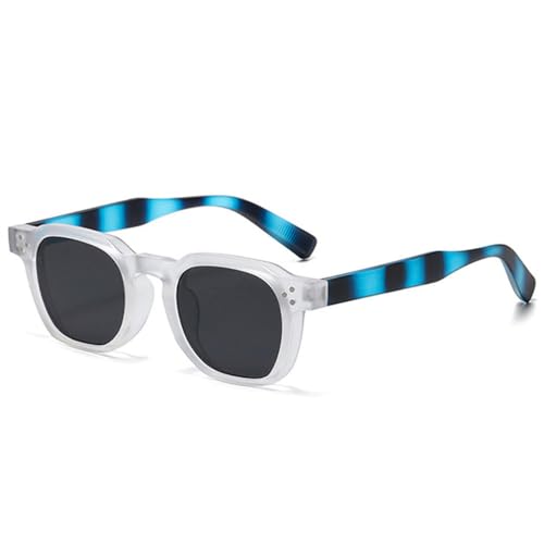 LVTFCO Quadratische Sonnenbrille für Damen, Retro-Nieten, für Herren, trendige Sonnenbrille, UV400, Blau, Bernstein, Grau, Einheitsgröße von LVTFCO