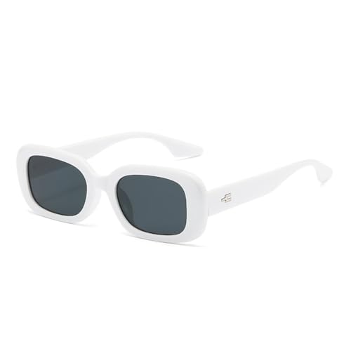LVTFCO Quadratische Sonnenbrille für Damen und Herren, Vintage, trendige Brillen, kleine rechteckige Sonnenbrille, klassische Freizeitbrille, UV400, weiß von LVTFCO