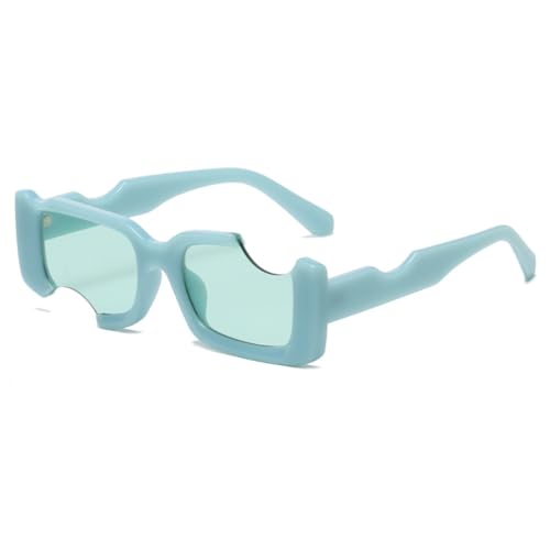 LVTFCO Quadratische Sonnenbrille für Herren, Retro, Vintage, Sonnenbrille, Punk-Brille, rechteckig, Steampunk-Brille, UV400, blau, Einheitsgröße von LVTFCO
