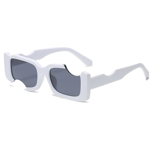 LVTFCO Quadratische Sonnenbrille für Herren, Retro, Vintage, Sonnenbrille, Punk-Brille, rechteckig, Steampunk-Brille, UV400, weiß, Einheitsgröße von LVTFCO