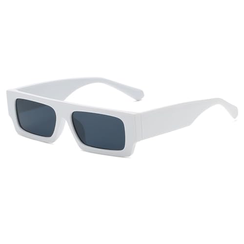 LVTFCO Quadratische Sonnenbrille im Retro-Stil, modisch, kleine Rahmen, für Herren und Damen, rechteckig, Vintage, gelb/schwarz, Sonnenbrille, Steampunk-Brille, weiß, Einheitsgröße von LVTFCO