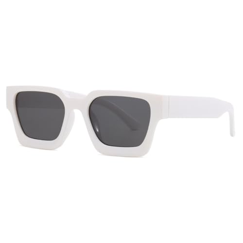 LVTFCO Quadratische Sonnenbrille im Vintage-Stil für Damen, übergroße Sonnenbrille für Herren, Retro, grün, UV400, Weiß/Schwarz von LVTFCO