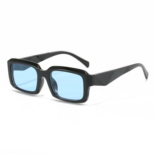 LVTFCO Quadratische Sonnenbrille mit Farbverlauf, personalisierte Retro-Straßenfoto-Sonnenbrille für Männer, Sonnenschutz, fürs Autofahren, für Frauen, Schwarz/Blau von LVTFCO