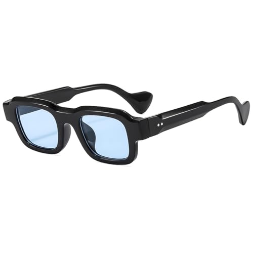 LVTFCO Quadratische Vintage-Sonnenbrille für Herren, modische Punk-Retro-Sonnenbrille, Damen, Autofahren, Sonnenbrille, UV400-Schutz, Schwarz/Blau von LVTFCO